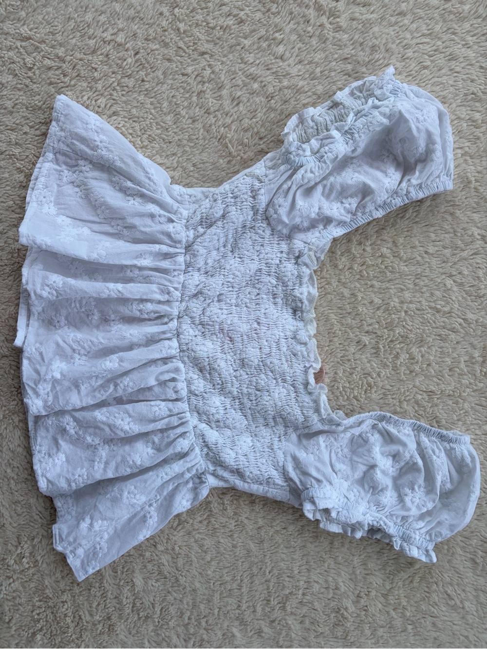 Altar'd State White Eyelet Peplum Top with Pink Ribbon Tie - Picture 3 of 4